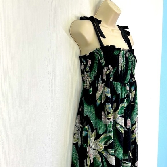 Maette - Black Tropical Colorful Multi Purpose Lined Midi Dress Size Medium - Picture 5 of 12